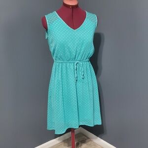 Turquoise Blue Aqua Sheer Short Dress Polka Dot BeBop
